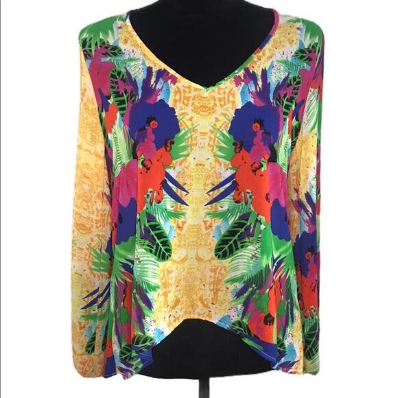 EIGHT SIXTY Long Sleeve Dolman Tropical Blouse - Picture 5 of 6